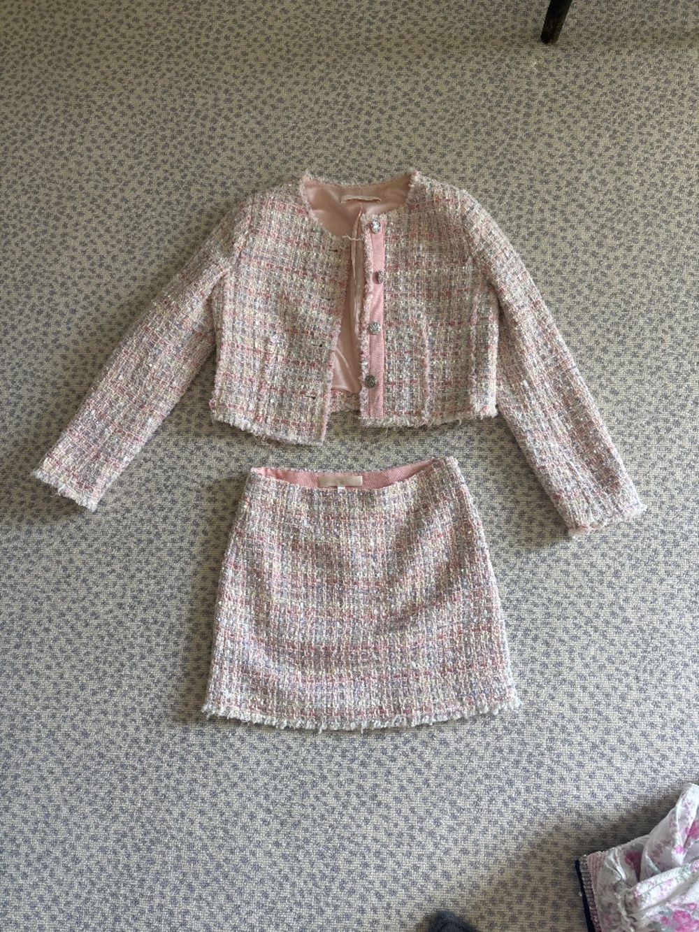 Love shack fancy tweed skirt and jacket